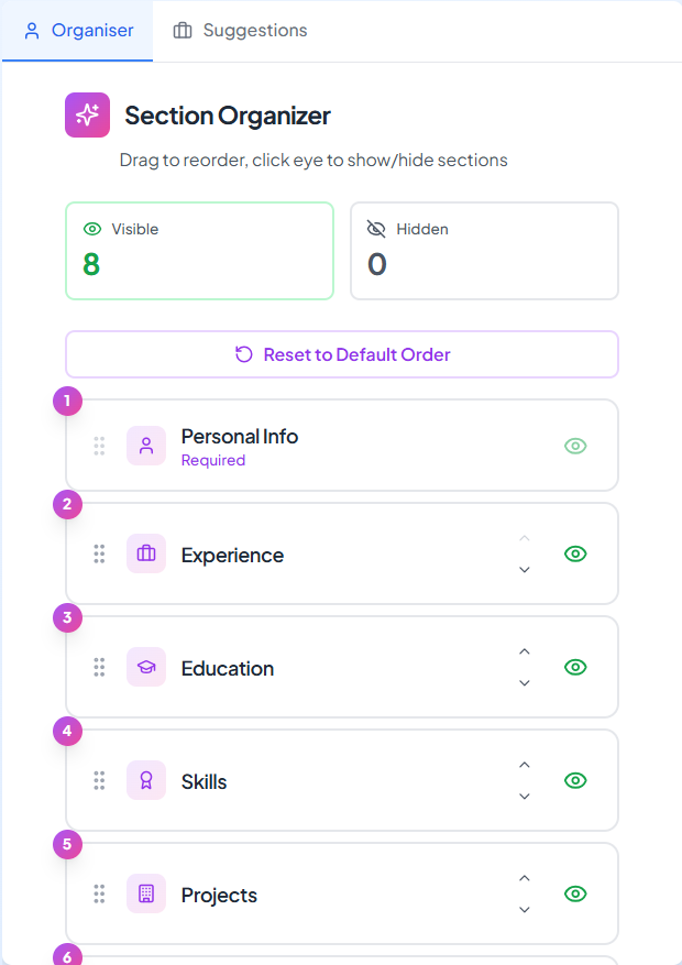 Easy Section Organization