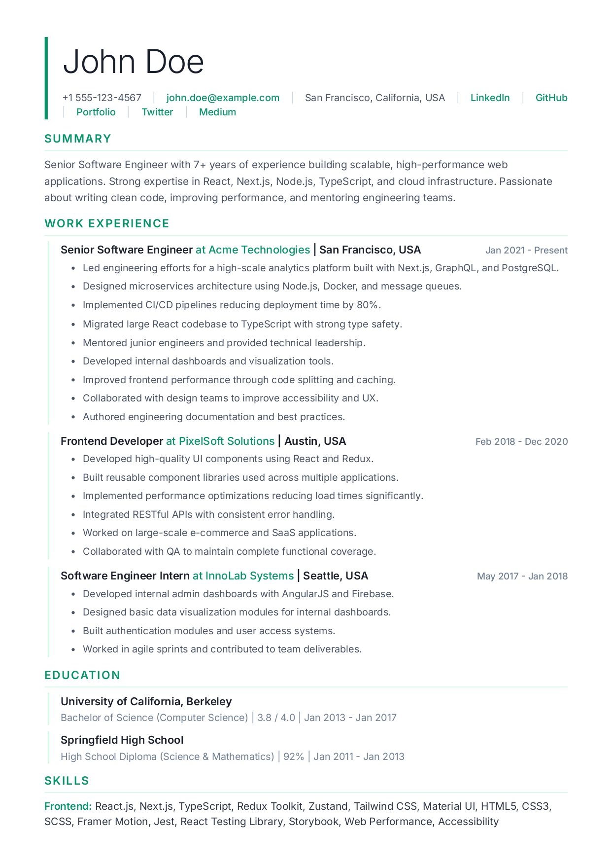 Minimalist Resume Template